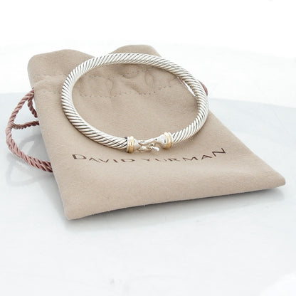 David Yurman Sterling Silver 18K Yellow Gold 5mm Cable Classic Buckle Bracelet 6 of 6