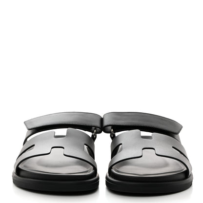 Hermes Calfskin Womens Chypre Sandals 37.5 Black 2 of 9