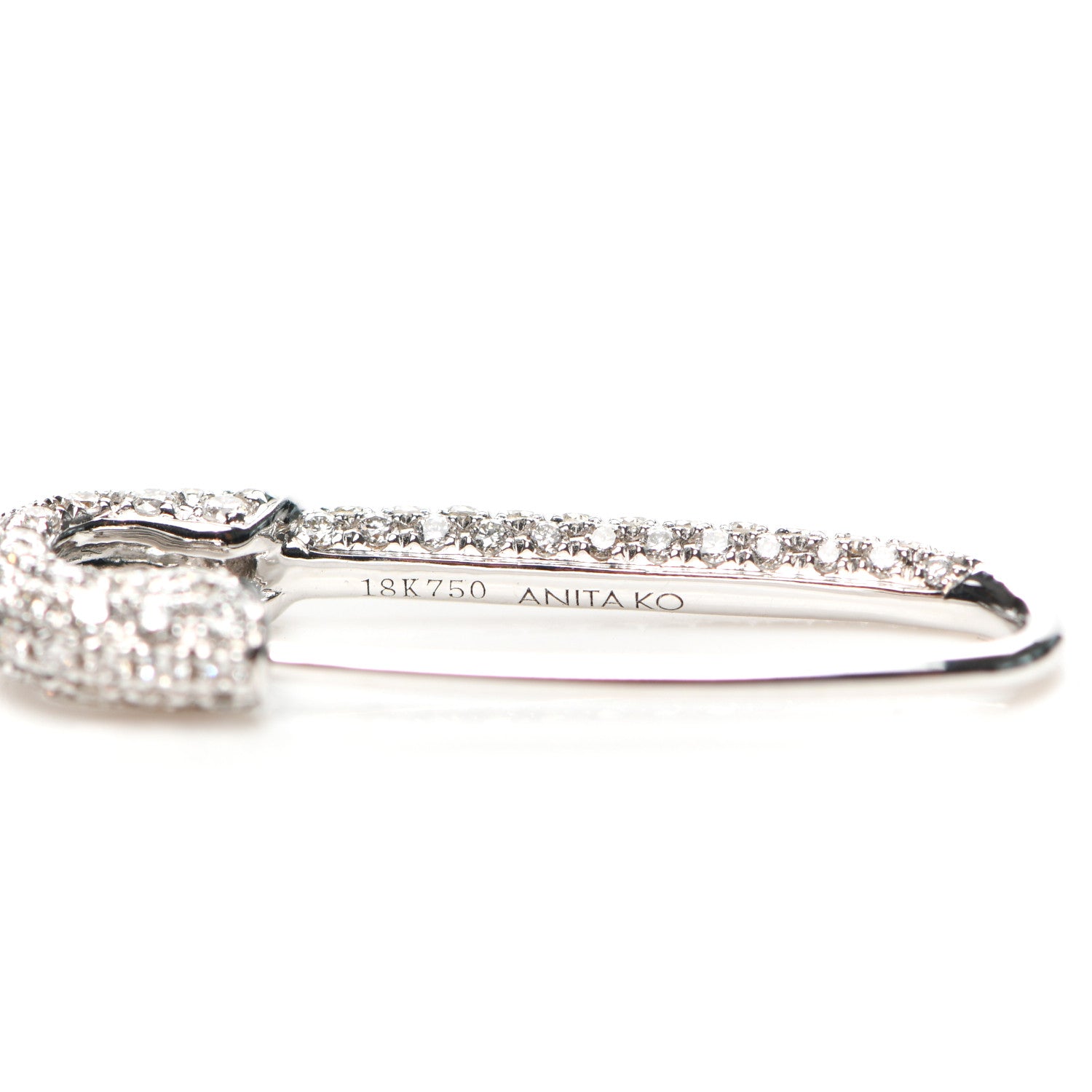 Anita Ko 18K White Gold Diamond Safety Pin Earring 3 of 4