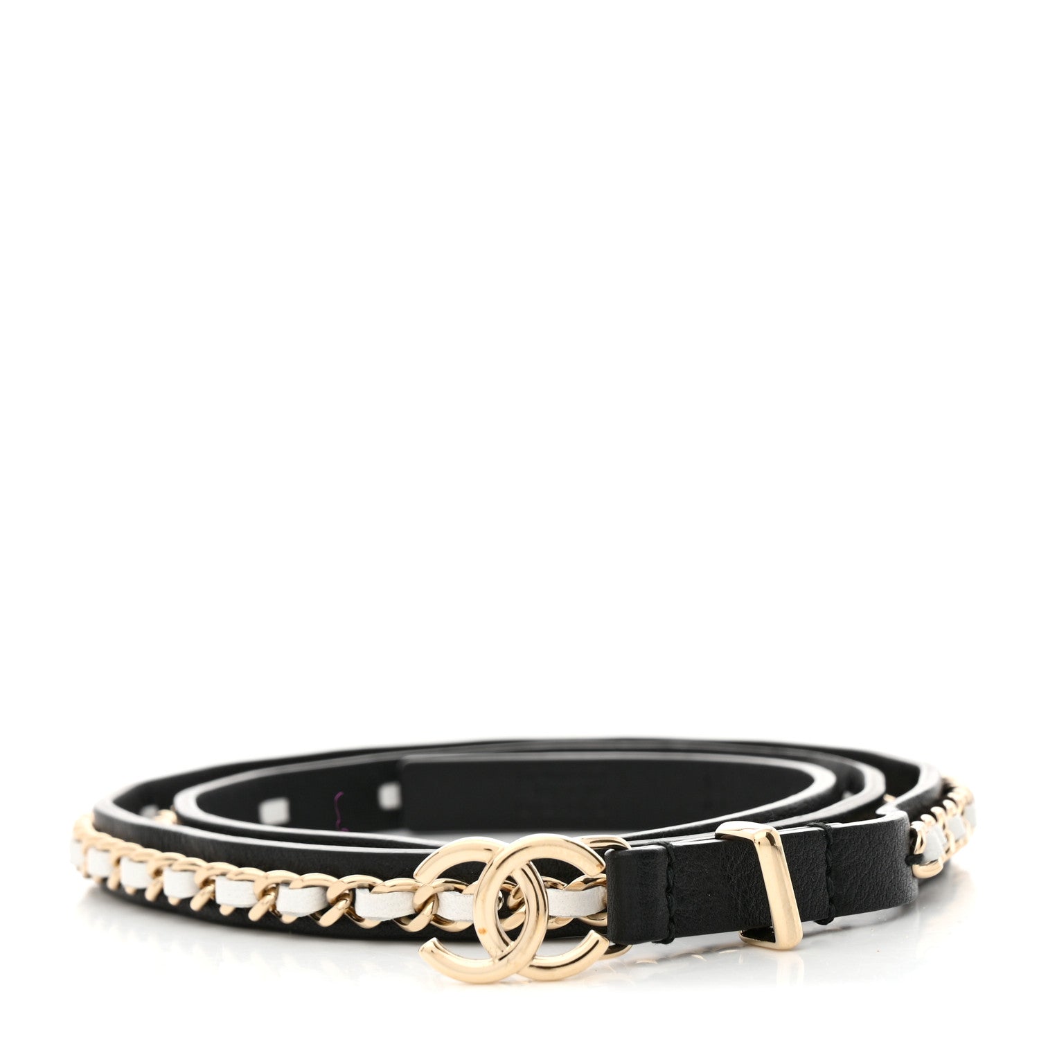 Chanel Calfskin Metal CC Chain Belt 70 28 Black White 1 of 5