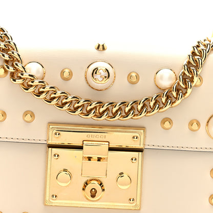 Gucci Calfskin Studded Small Padlock Shoulder Bag White 8 of 10