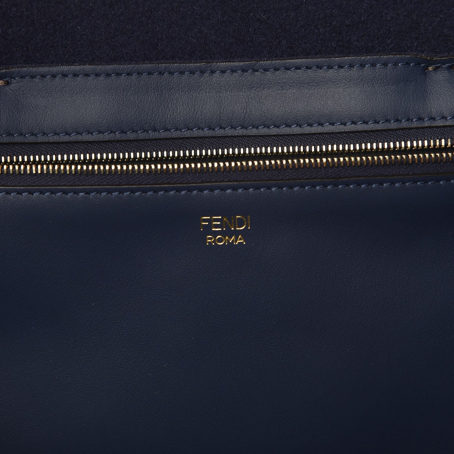 Fendi X FILA Glazed Fabric FF 1974 Mania Shopping Tote Bag Mogano Panna Blueberry 6 of 7