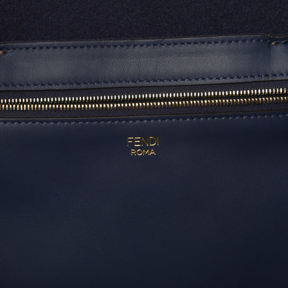 Fendi X FILA Glazed Fabric FF 1974 Mania Shopping Tote Bag Mogano Panna Blueberry 6 of 7
