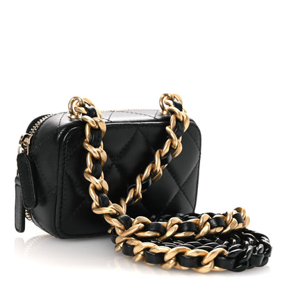 Chanel Lambskin Quilted Mini Lacquered Chain Clutch Black 3 of 10