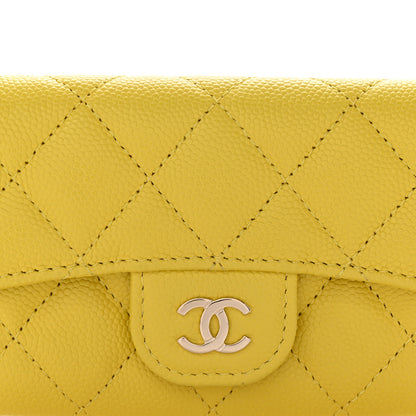 Chanel Caviar Quilted Flap Card Holder Wallet Yellow 9 of 12