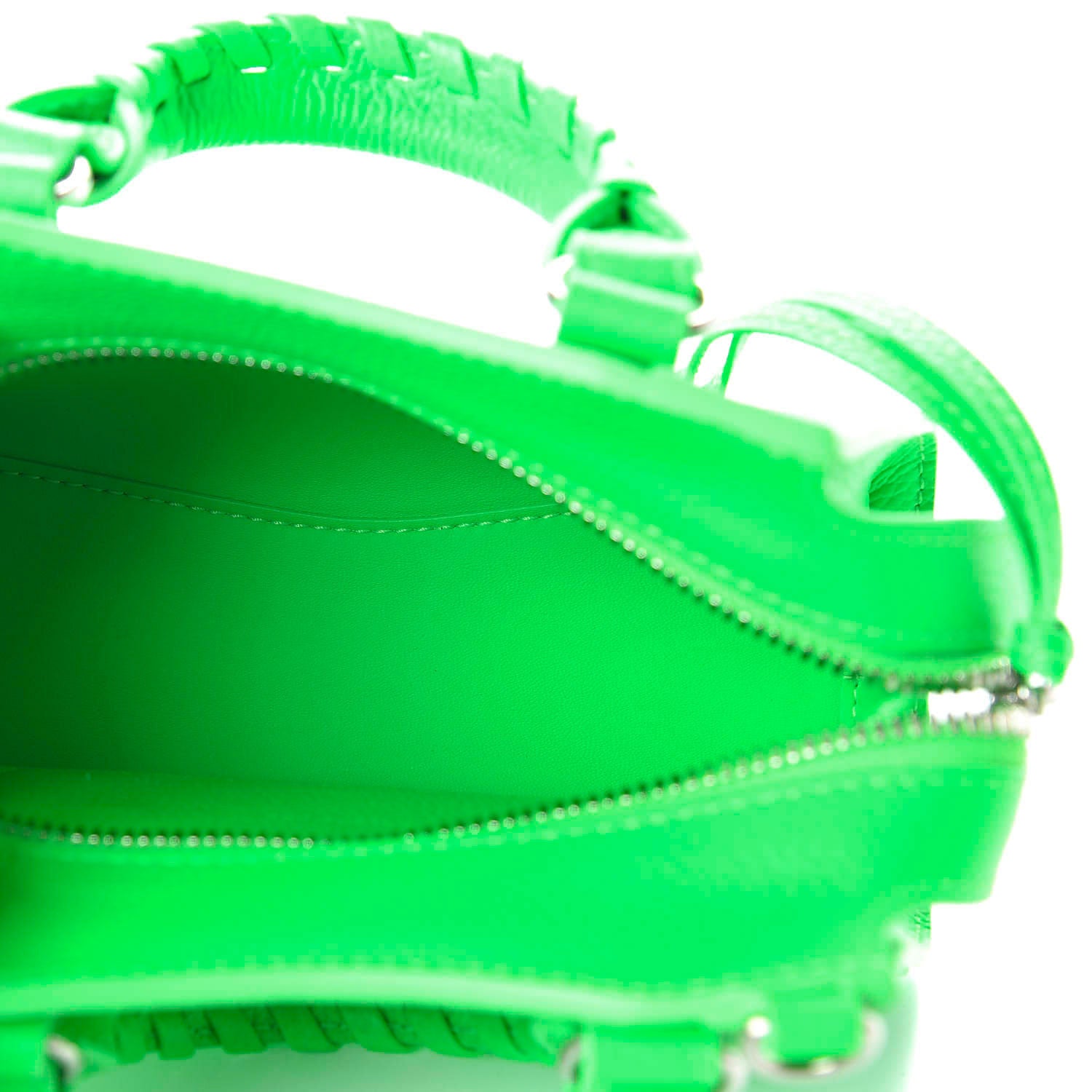 Balenciaga Grained Calfskin Neo Classic Silver Hardware Nano City Crossbody Fluo Green 5 of 9