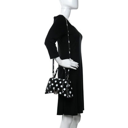 Balenciaga Smooth Calfskin Spray Polka Dot Small Hourglass Top Handle Bag Black White 2 of 10
