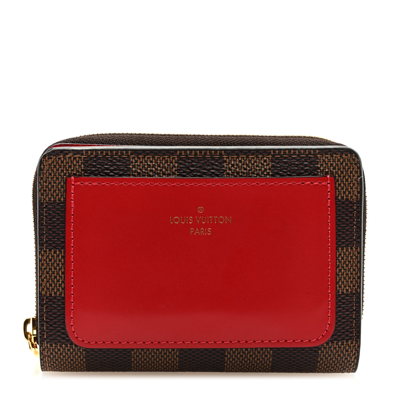 Louis Vuitton Damier Ebene Lou Zippy Compact Wallet Cerise Red 1 of 6