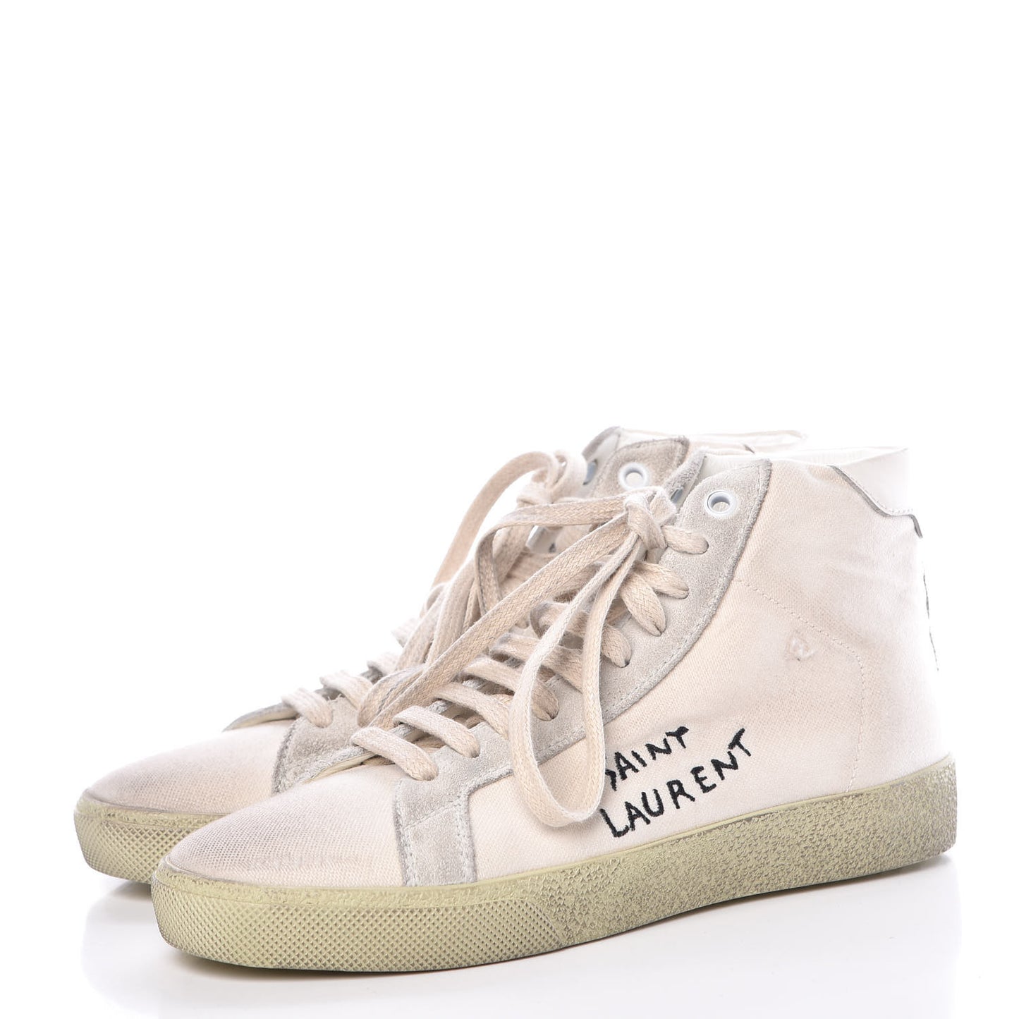 Distressed Canvas Womens Classic Court High Top Sneakers 36 Milk Panna