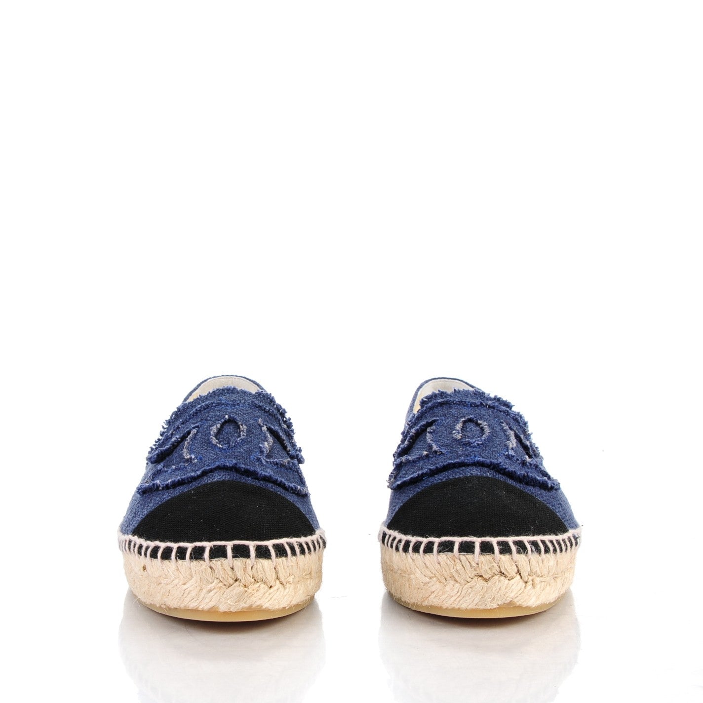Chanel Toile CC Espadrilles 36 Blue Black 2 of 10