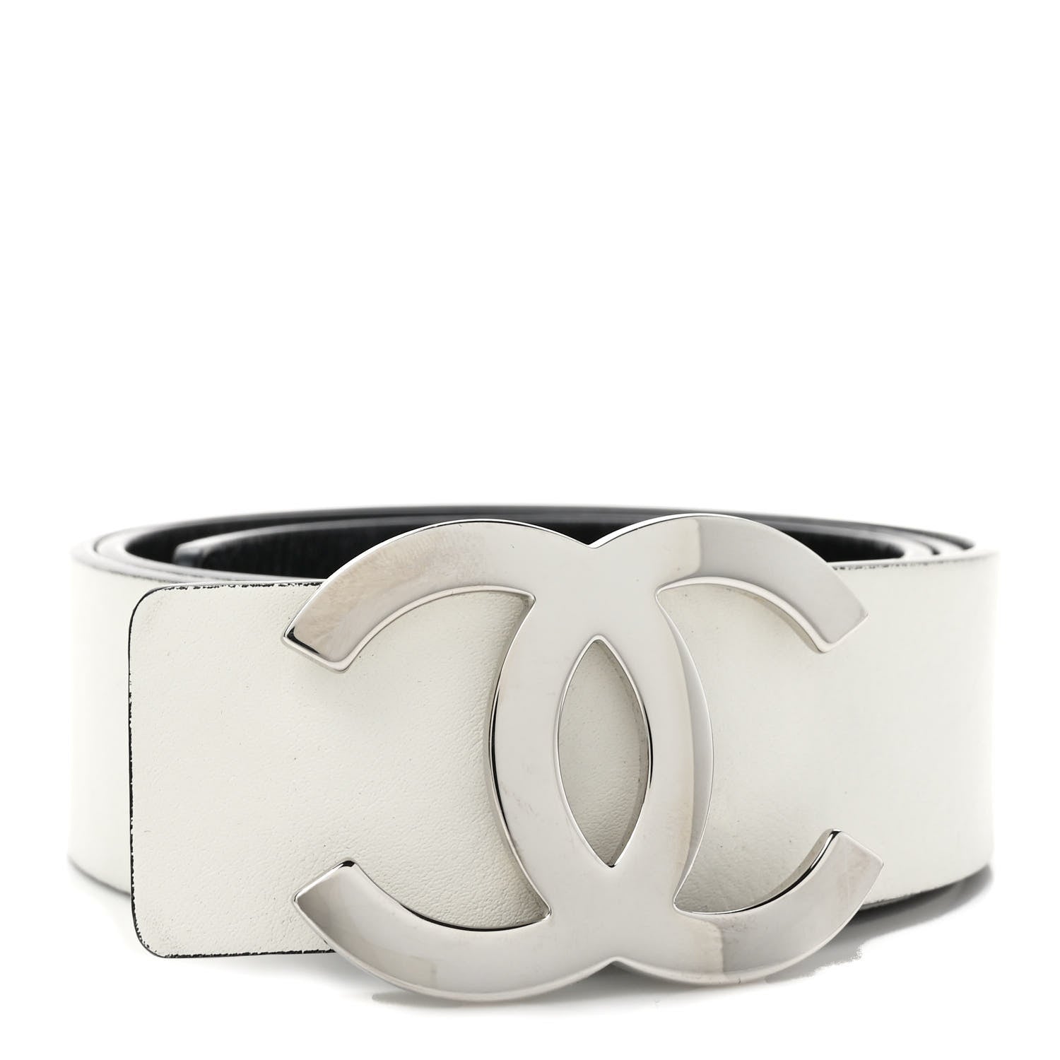 Chanel Patent Calfskin CC Reversible Belt 75 Black White 1 of 4