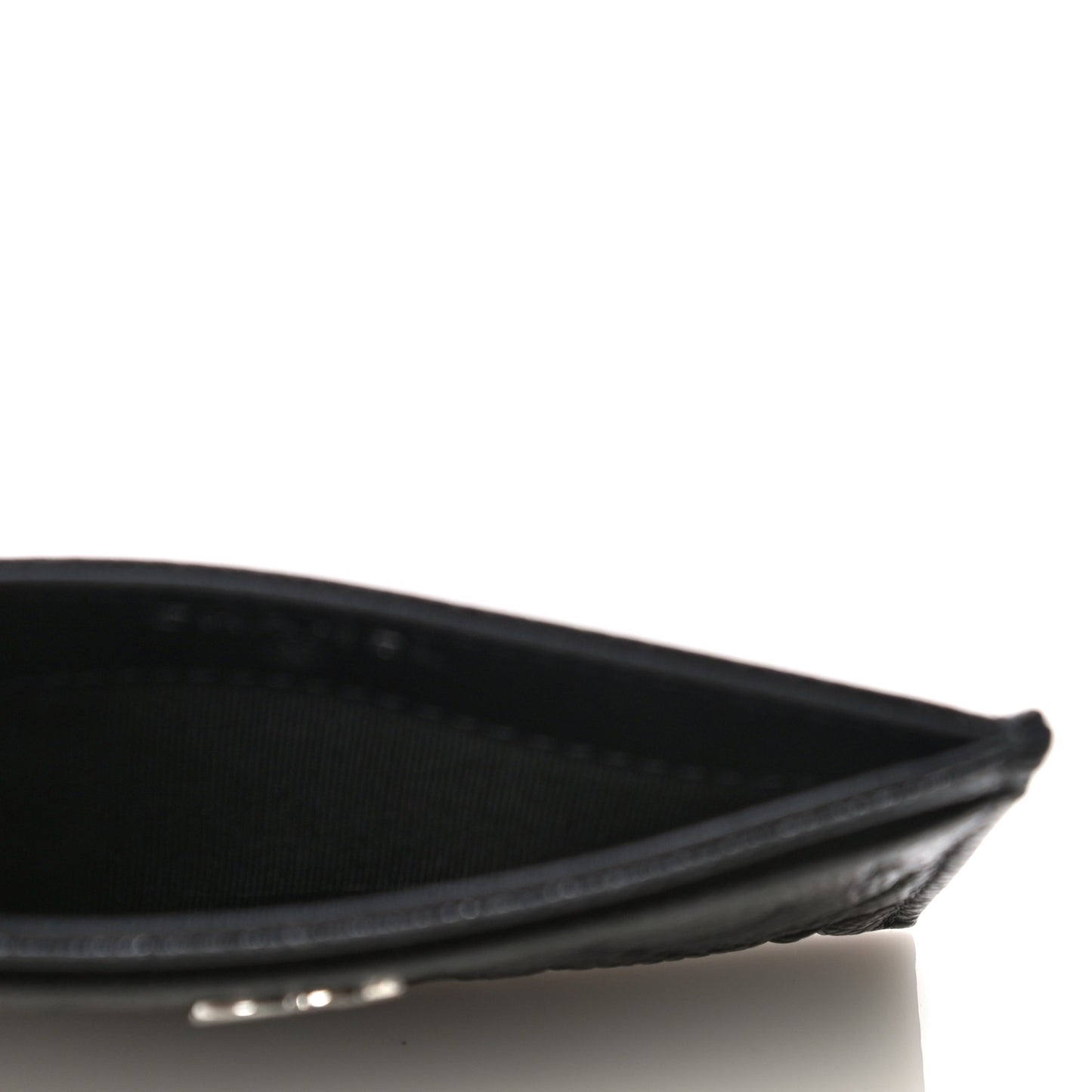 Caviar Camellia Embossed Card Holder Black