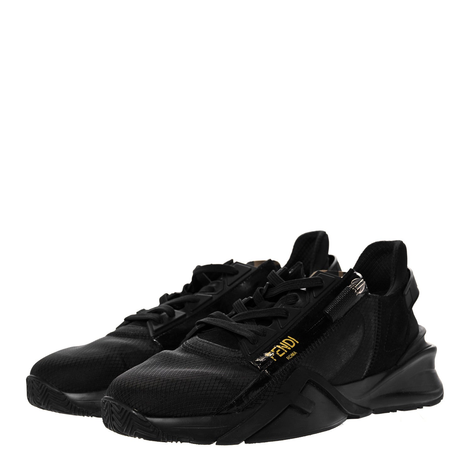 Fendi Nylon Suede Mens Fendi Flow Low Top Sneakers 8.5 Black 3 of 15