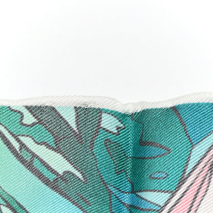 Hermes Silk Twill La Vallee De Cristal Scarf 90 Vert Vif Rose Bleu 7 of 7