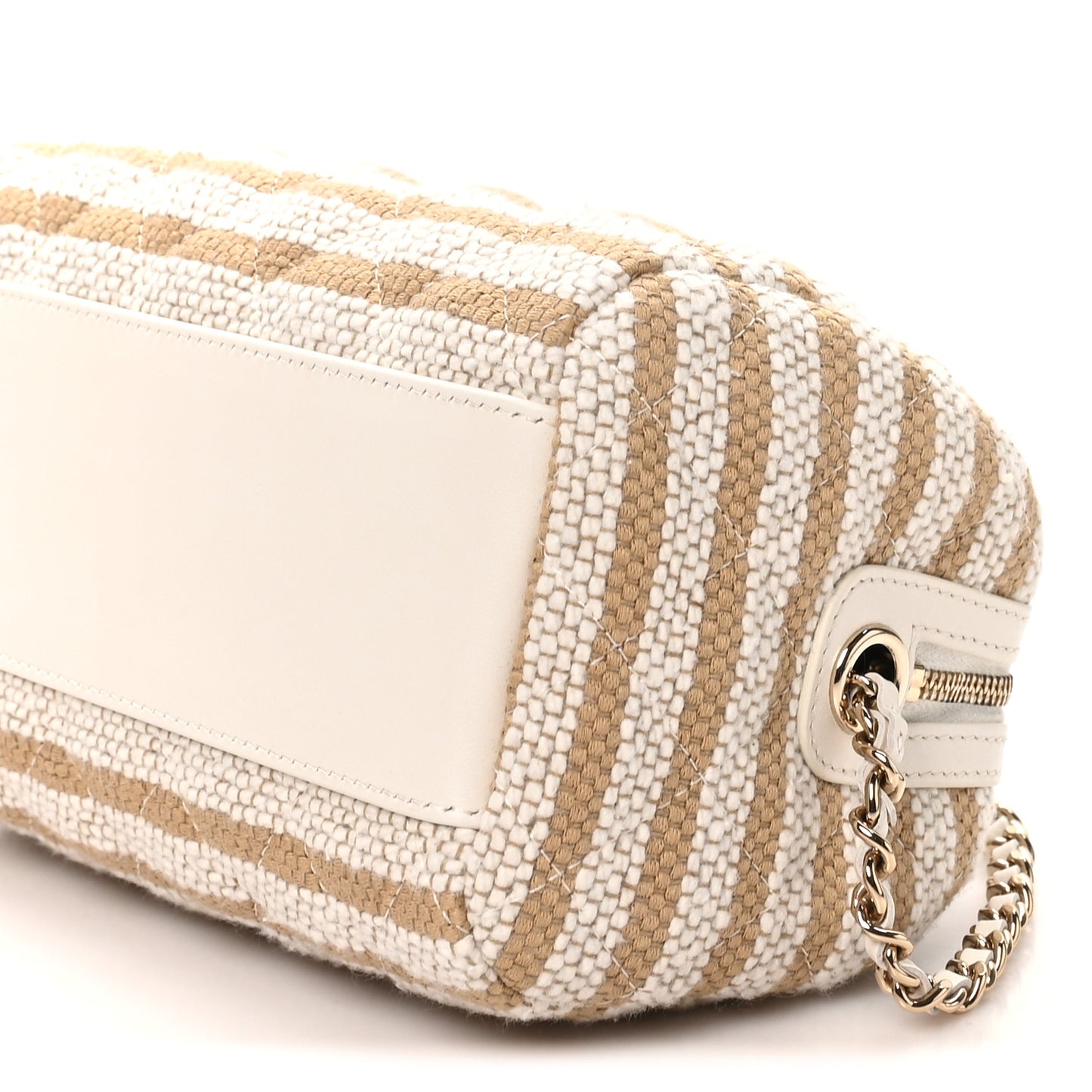 Printed Fabric Clutch With Chain Beige Light Beige