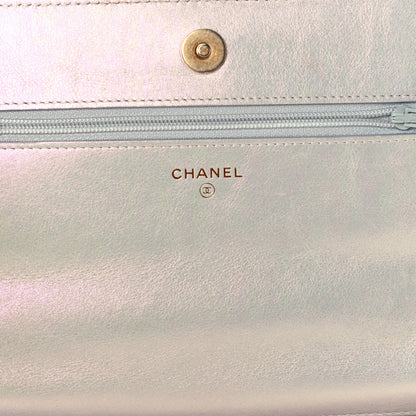 Chanel Iridescent Calfskin Quilted Chanel 19 Wallet On Chain WOC White 5 of 9