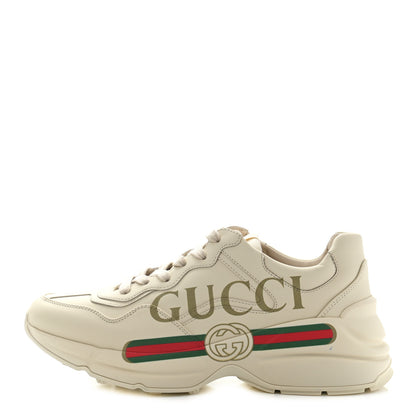Gucci Calfskin Logo Womens Rhyton Sneakers 38 Ivory 1 of 11