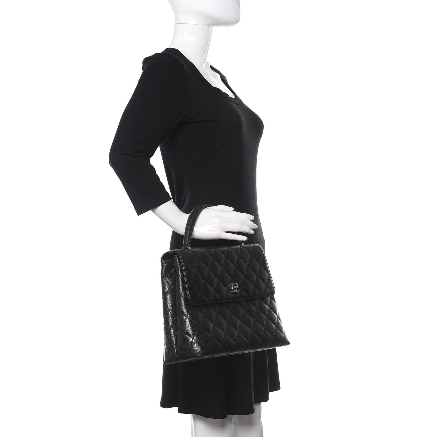 Caviar Quilted Jumbo Kelly Flap Black