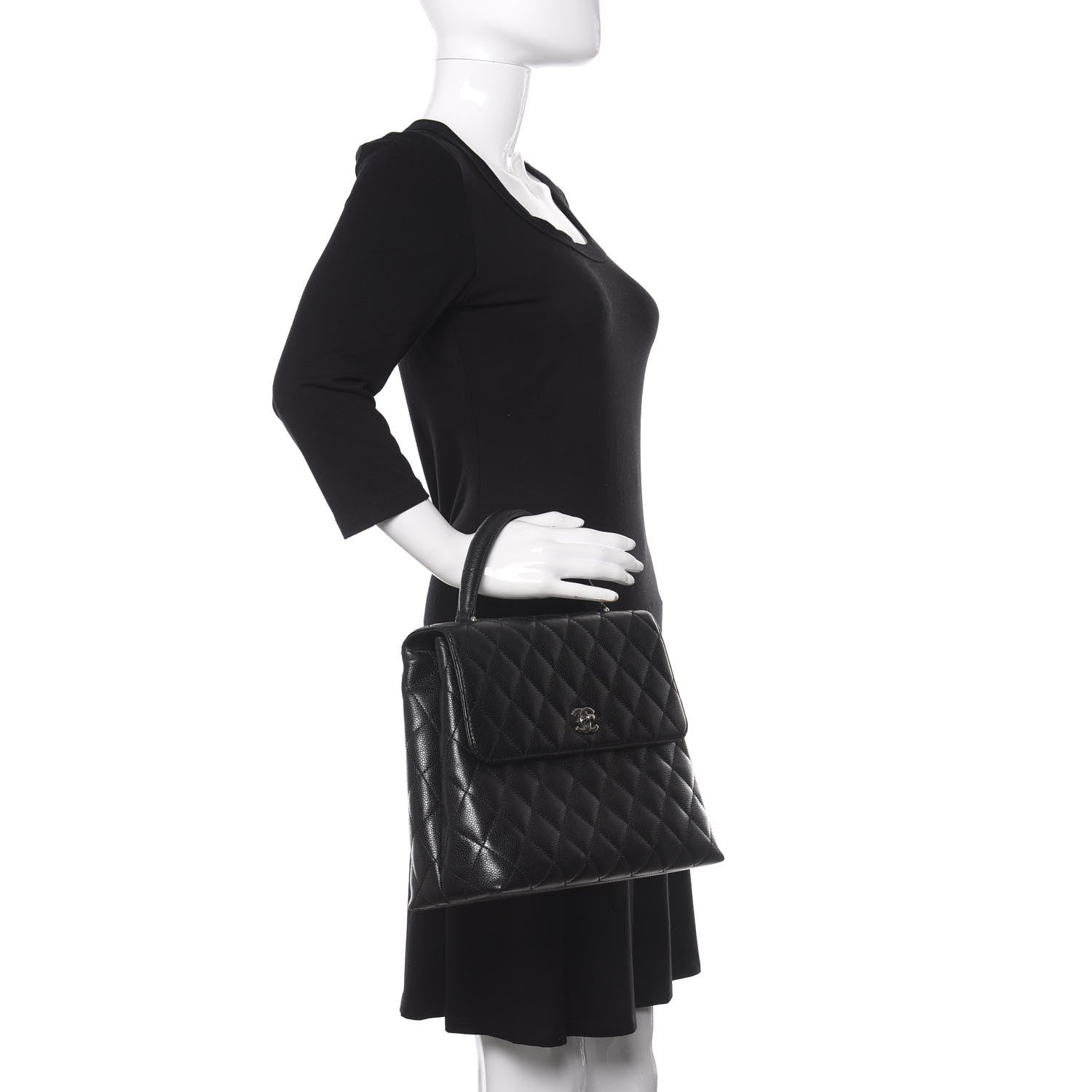 Chanel Caviar Quilted Jumbo Kelly Flap Black 2 of 9