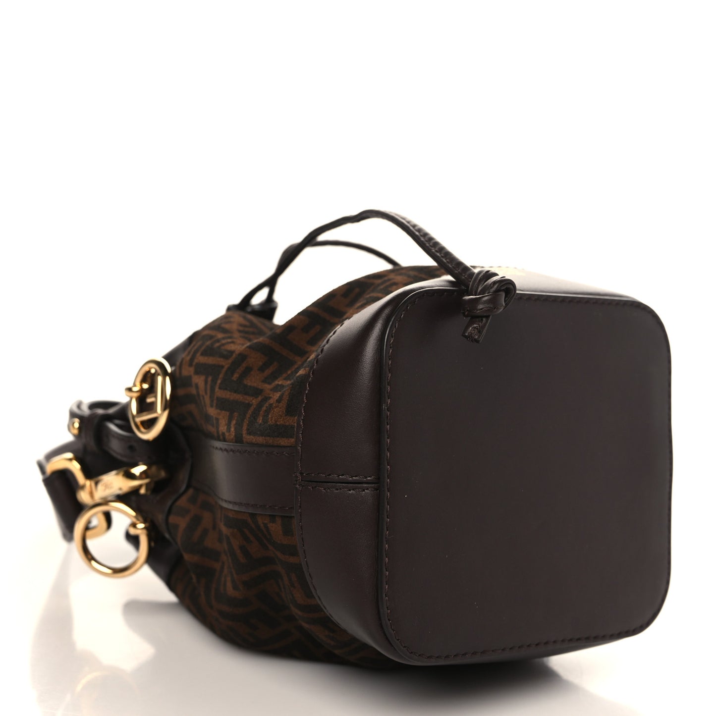 Suede Vitello King F is Fendi Micro FF Mini Mon Tresor Bucket Bag Sigaro Marrone Ebano