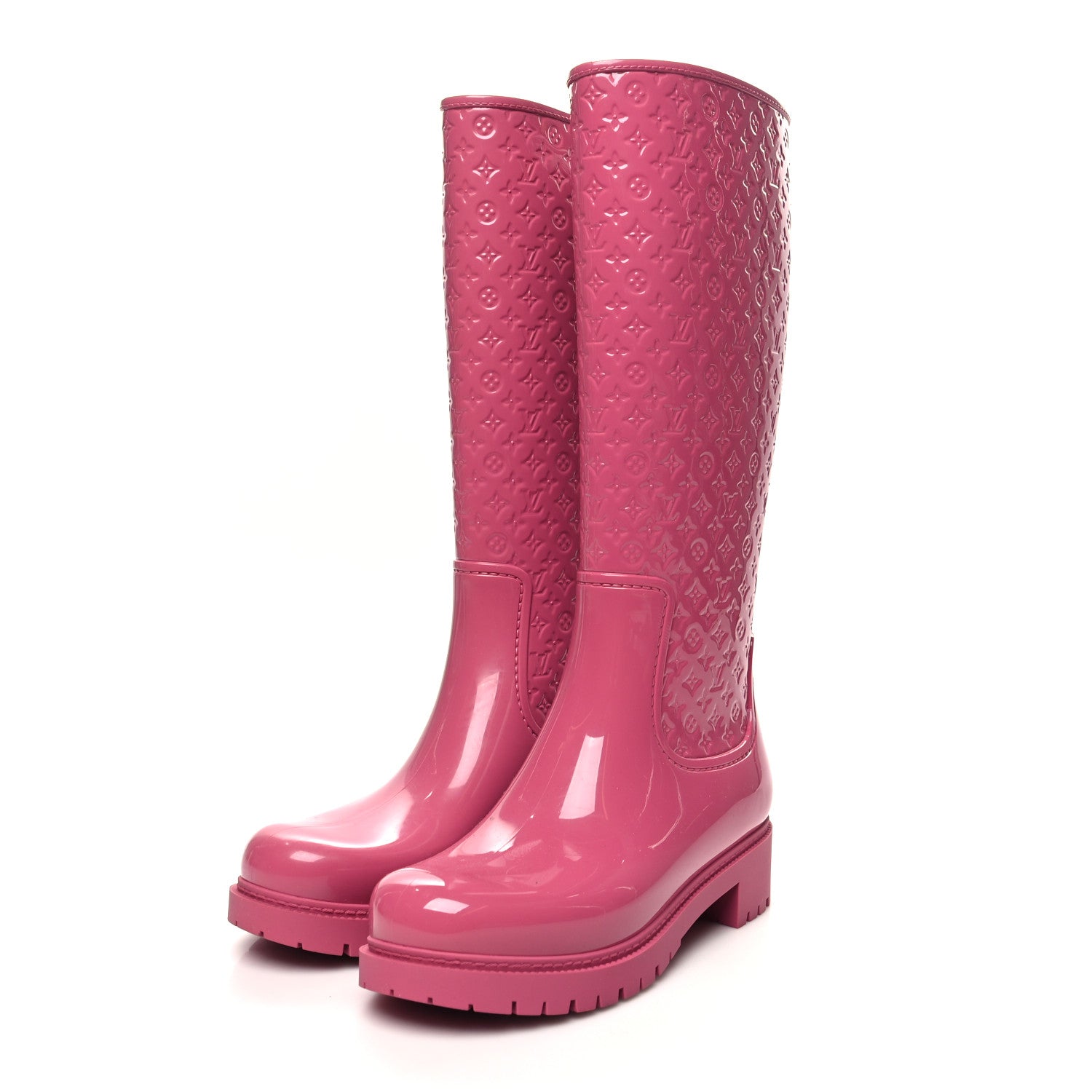 Louis Vuitton Rubber Embossed Monogram Splash Rain Boots 36 Pink 3 of 6