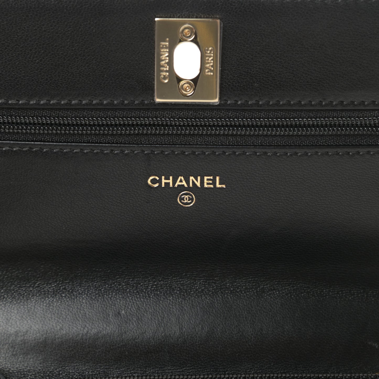 Lambskin Quilted Trendy CC Wallet On Chain WOC Black