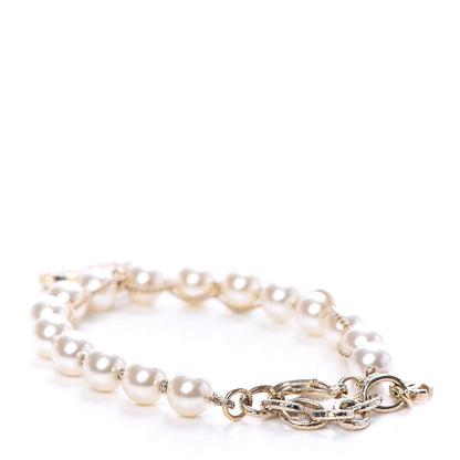 Chanel Pearl Crystal CC Bracelet Gold 3 of 5