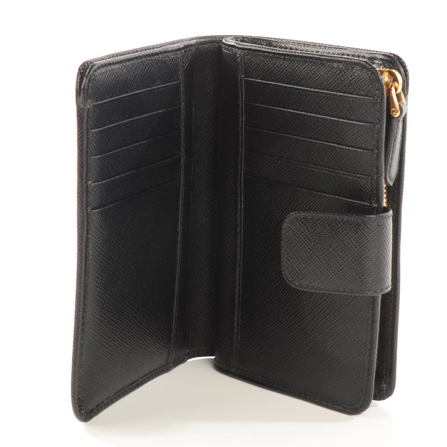 Prada Saffiano Metal Compact Wallet Black 5 of 7