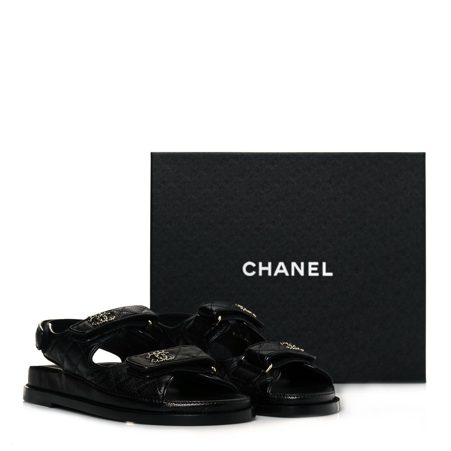 Chanel Grained Calfskin Velcro Dad Sandals 38 Black 8 of 8