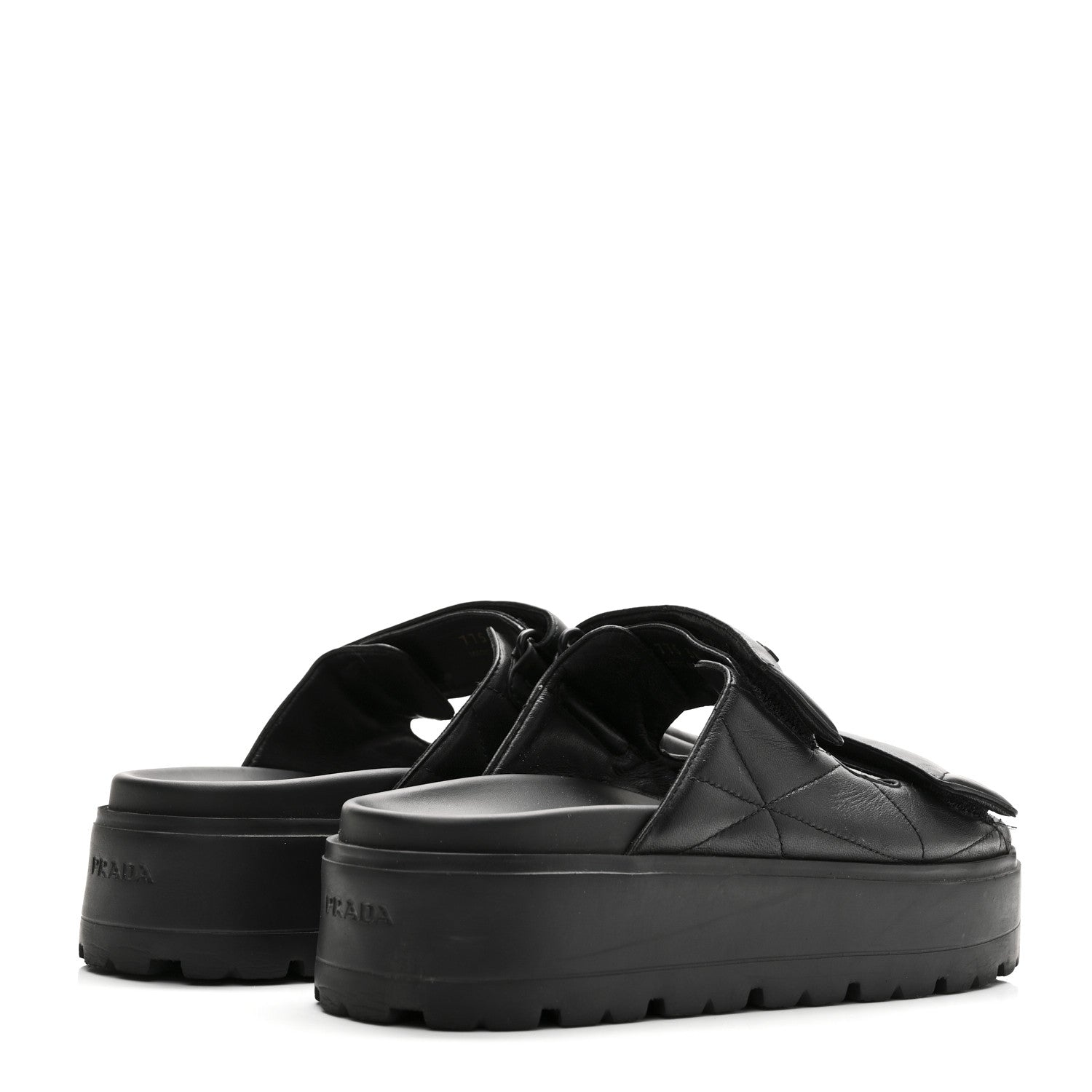 Prada Nappa Quilted Padded Logo Platform Slide Sandals 38 Black 5 of 10