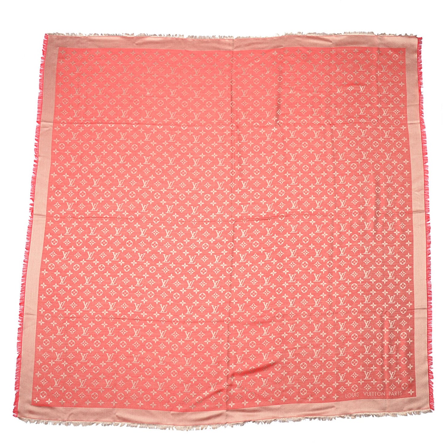 Silk Wool Monogram Denim Shawl Piment