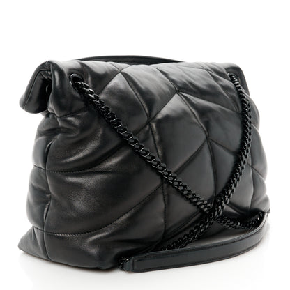 Saint Laurent Lambskin Quilted Monogram Monochrome Medium Loulou Puffer Chain Satchel Black 3 of 11