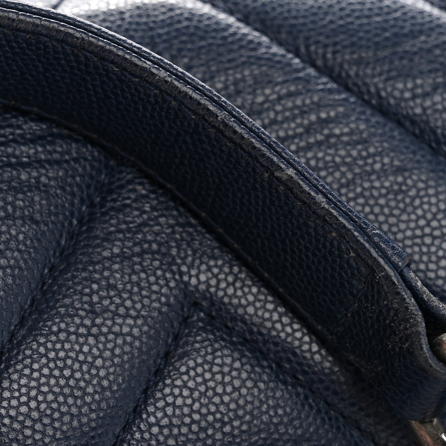 Caviar Chevron Quilted Medium Boy Flap Navy