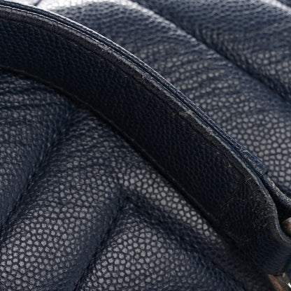 Chanel Caviar Chevron Quilted Medium Boy Flap Navy 12 of 13