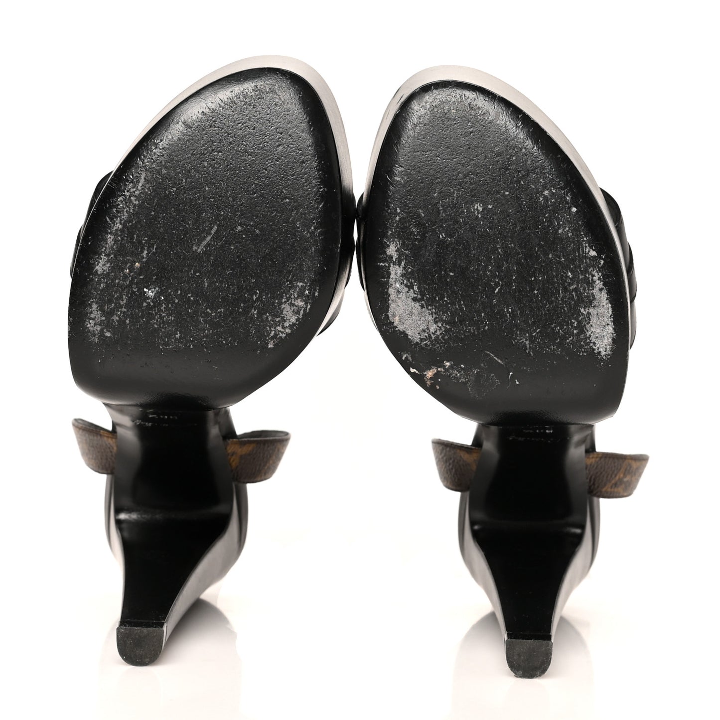 Patent Monogram Afterglow Platform Sandals 38.5 Black