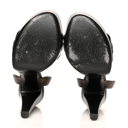 Louis Vuitton Patent Monogram Afterglow Platform Sandals 38.5 Black 5 of 9