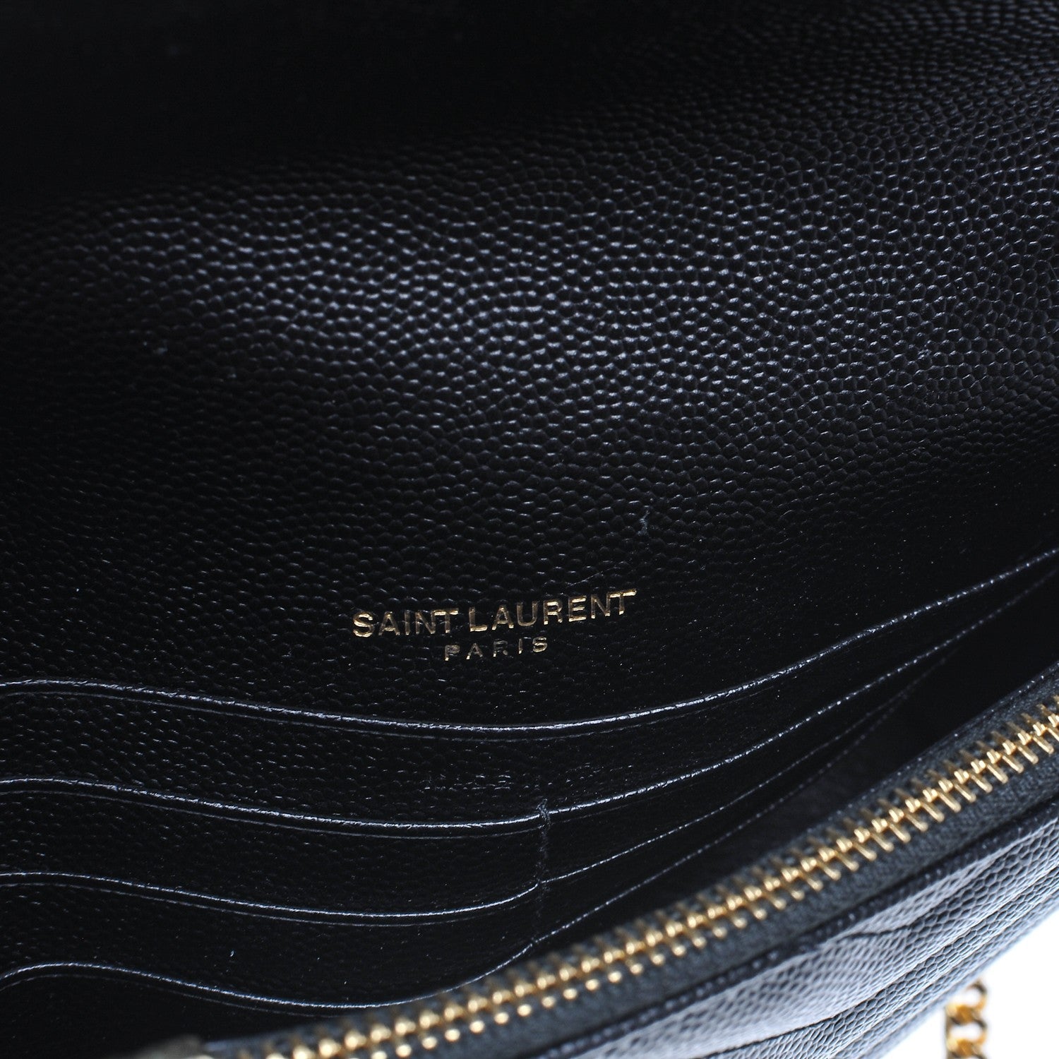 Saint Laurent Grain De Poudre Matelasse Chevron Monogram Envelope Chain Wallet Black 6 of 7