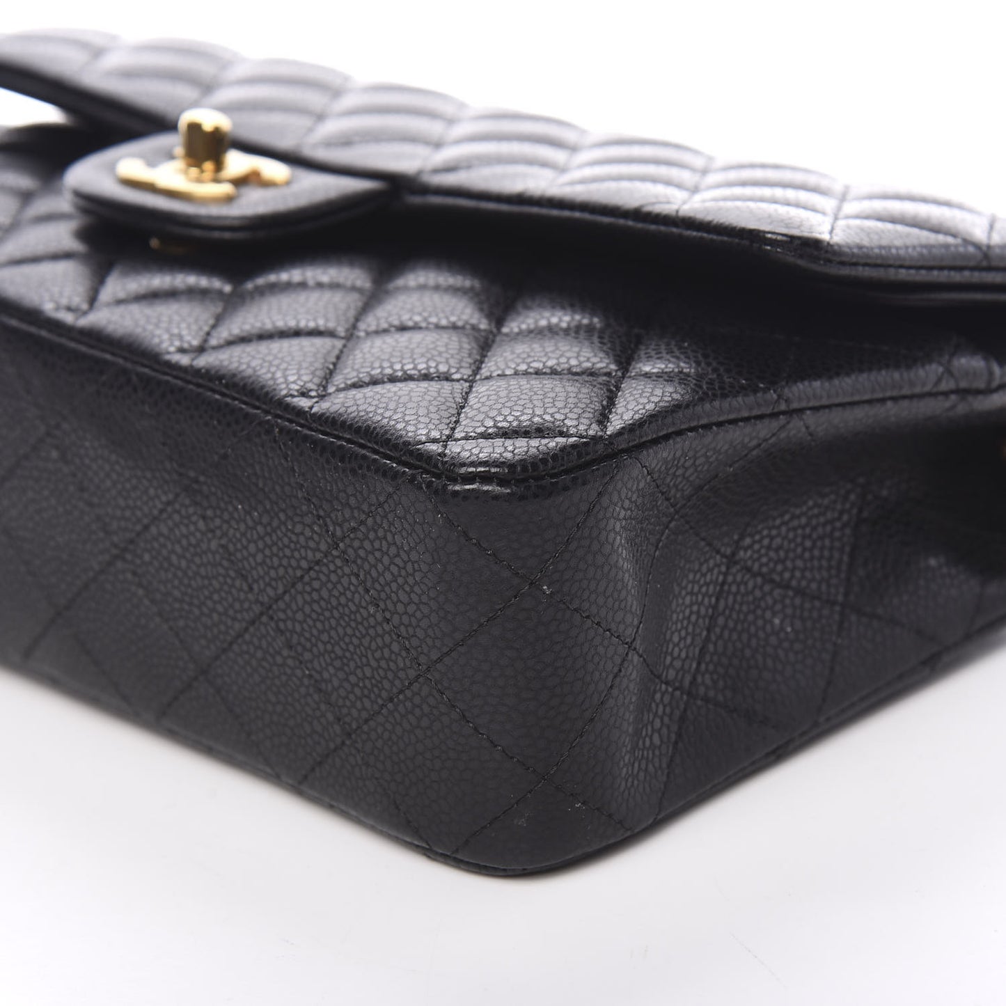 Caviar Quilted Medium Double Flap Black