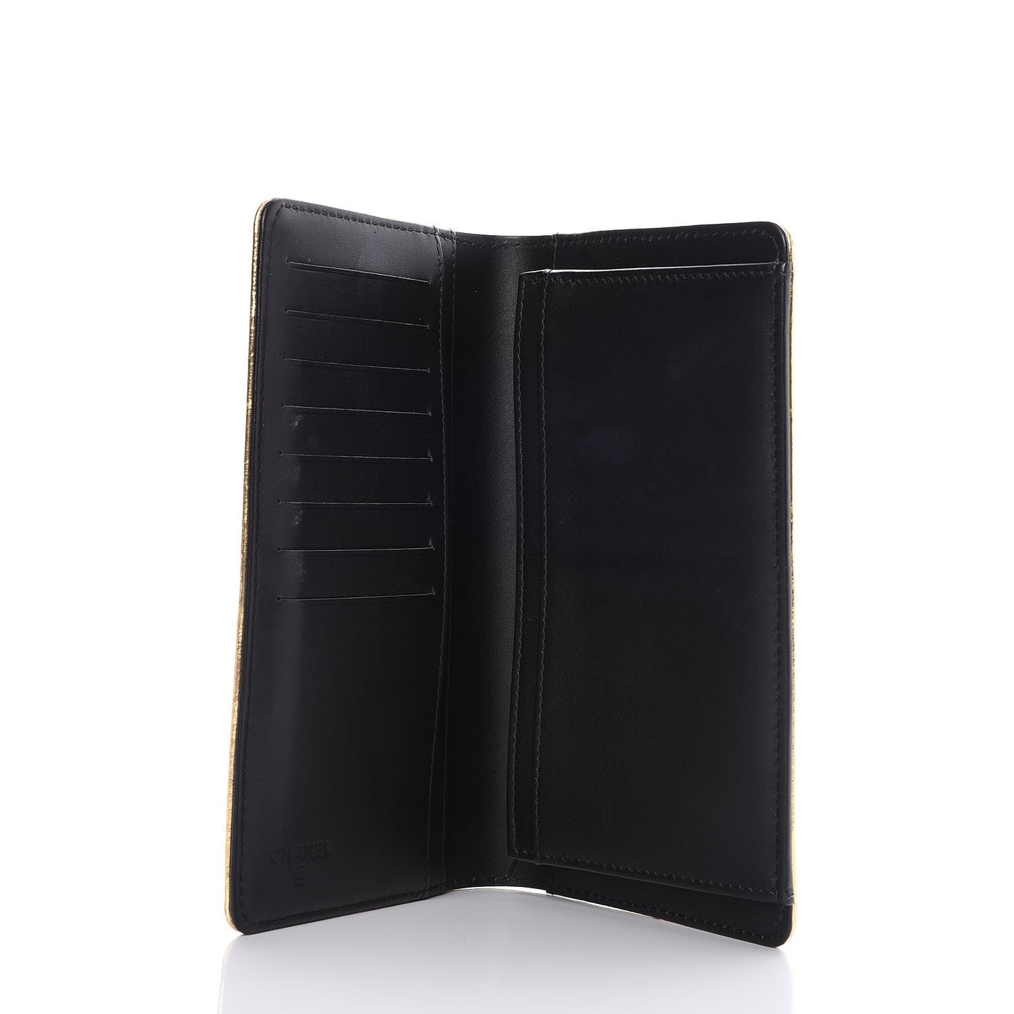 Metallic Calfskin Votez Coco Yen Wallet Gold