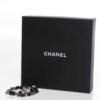 Chanel Ruthenium Beaded Enamel CC Necklace Black 4 of 4