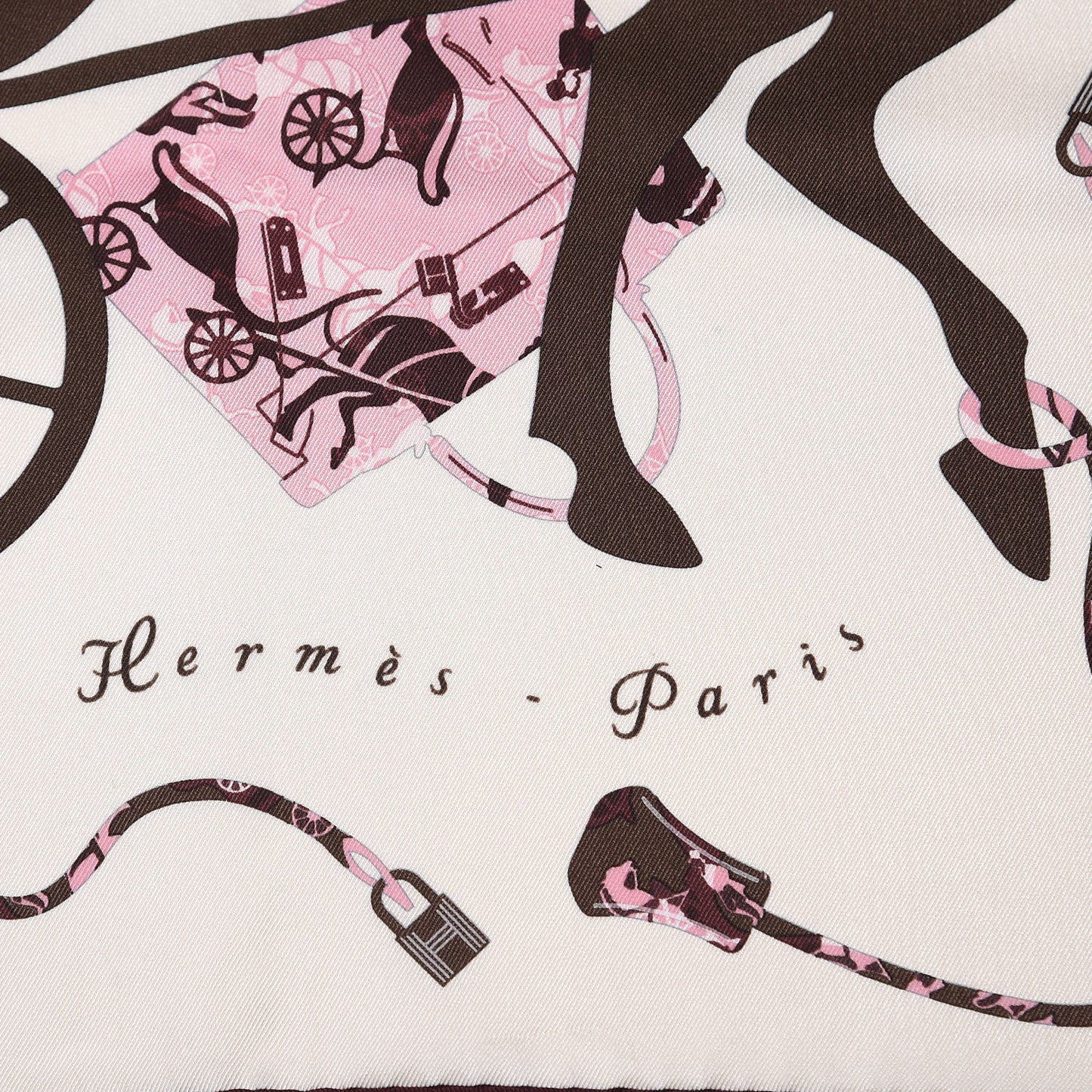 Silk Kelly en Caleche Scarf 70 Nacre Rose Rose Prune