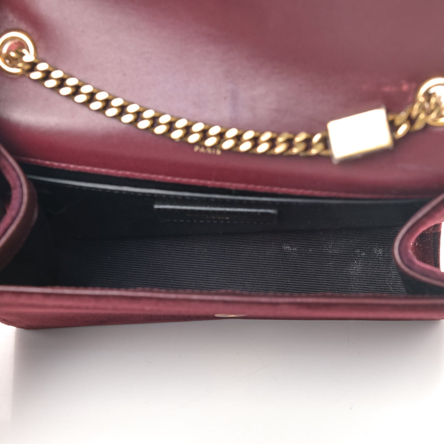 Velvet Small Classic Monogram Kate Tassel Satchel Burgundy