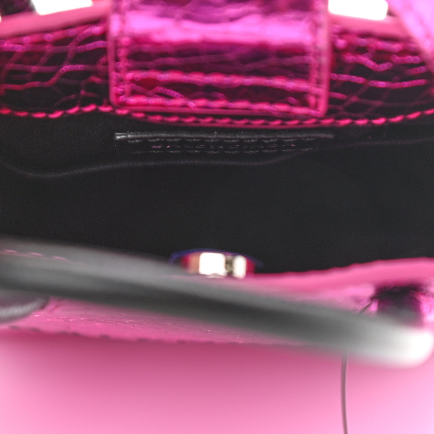 Balenciaga Metallic Calfskin Logo Shopping Phone Holder Bag Acid Fuchsia 5 of 10