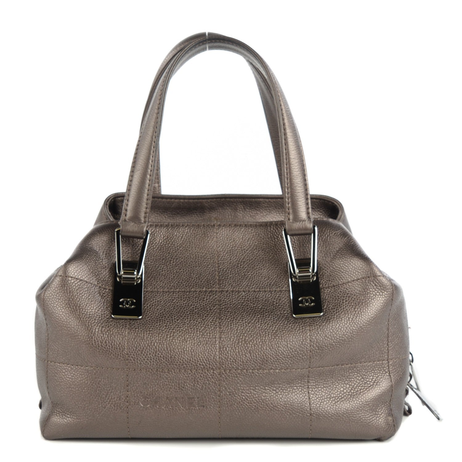 Chanel Metallic Caviar Square Stitched Medium Tote Dark Grey 1 of 7