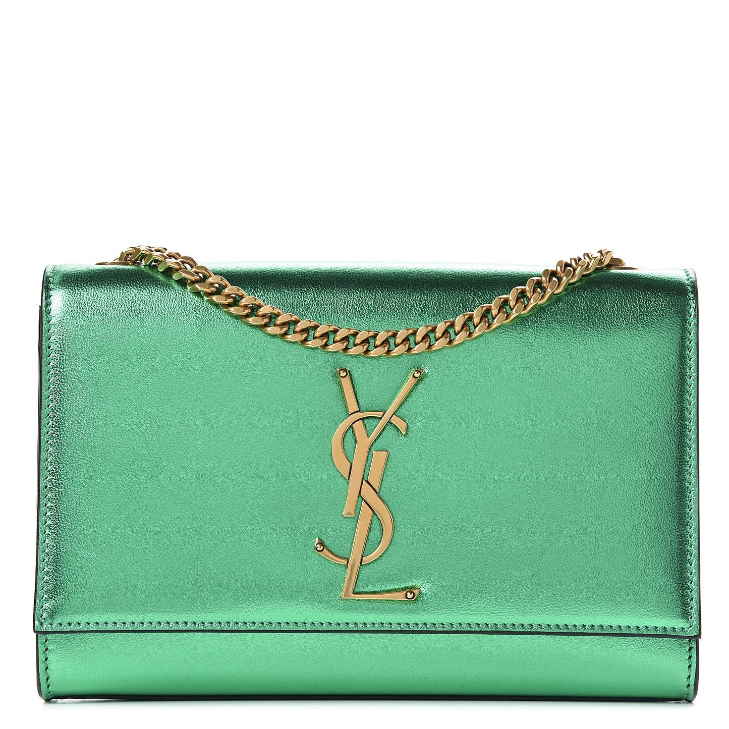 Nappa Silk Small Classic Monogram Kate Satchel Jasmine Green