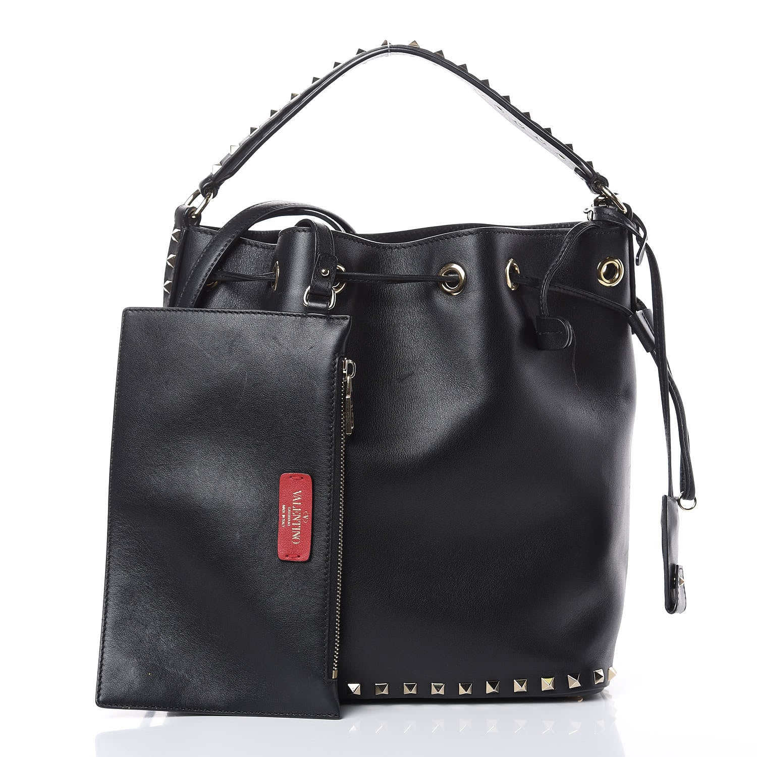 Valentino Garavani Vitello Rockstud Bucket Bag Black 3 of 14