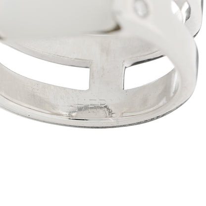 Hermes Sterling Silver Diamond Moonstone Medor Ring 52 6 5 of 5