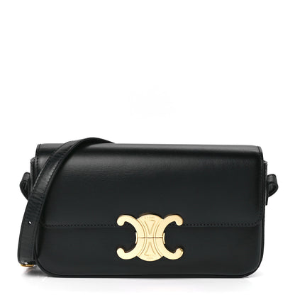 Celine Shiny Calfskin Triomphe Shoulder Bag Black 1 of 13