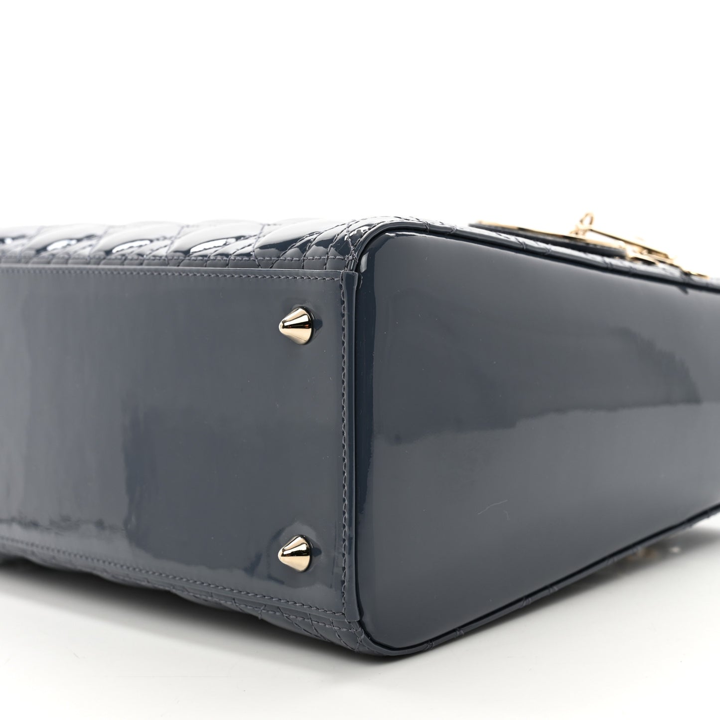 CHRISTIAN DIOR Patent Cannage Medium Lady Dior Cloud Blue
