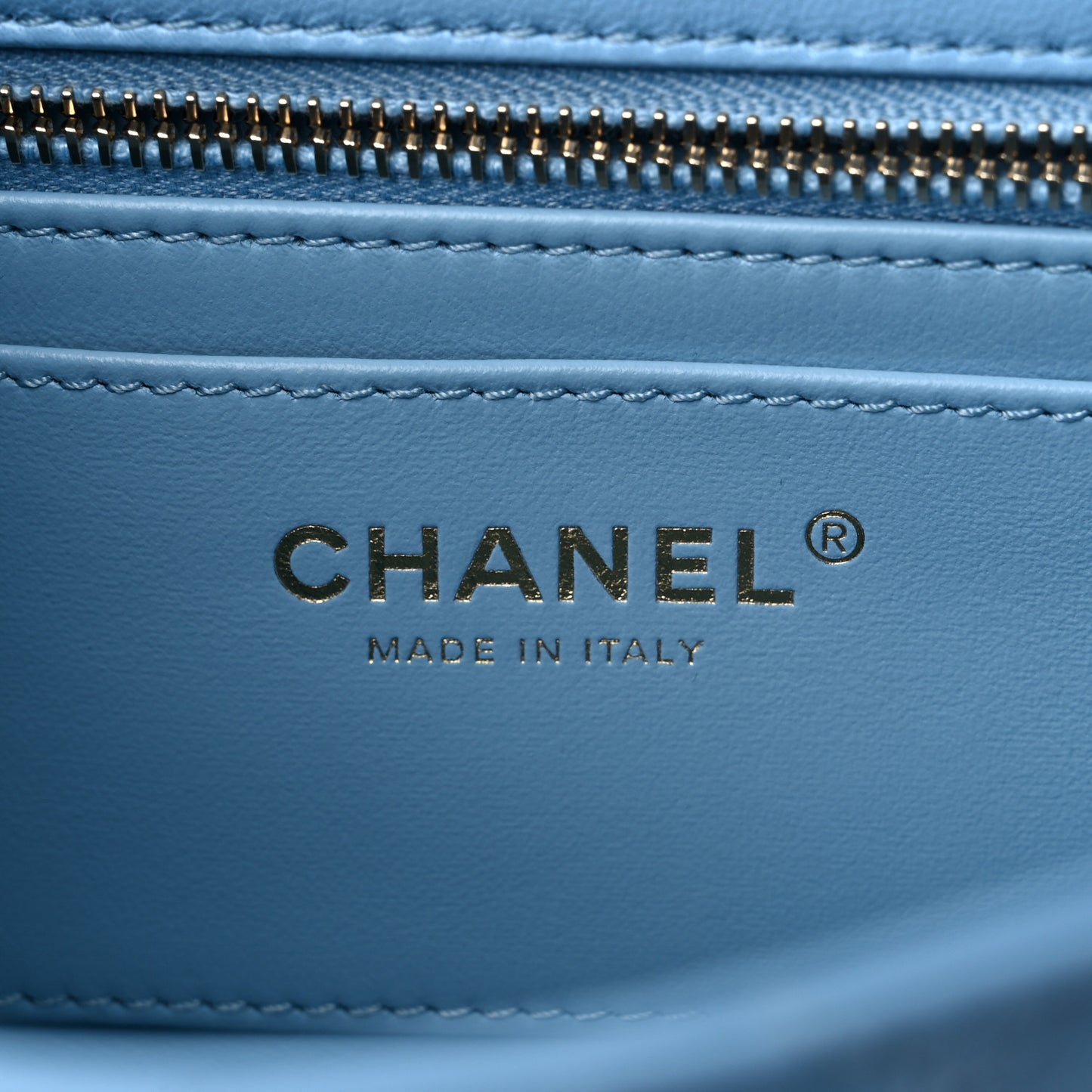 Lambskin Quilted Small Wenge Wood Flap Light Blue